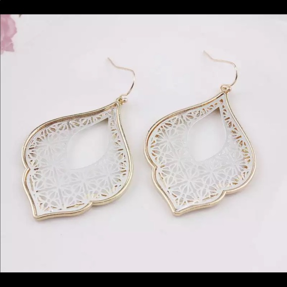 Gold And Silver Hoop Teardrop Dangle Earrings - Picture 8 of 8
